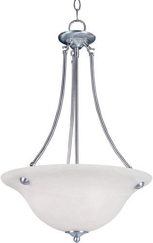 16" 3-Light Invert Bowl Pendant in Satin Nickel with Marble Glass