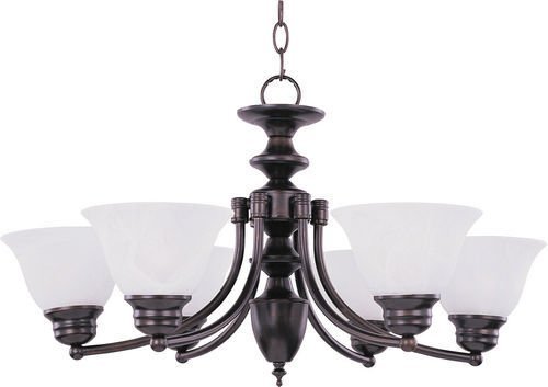 26" 6-Light Chandelier in Oil Rubbed Bronze with Marble Glass