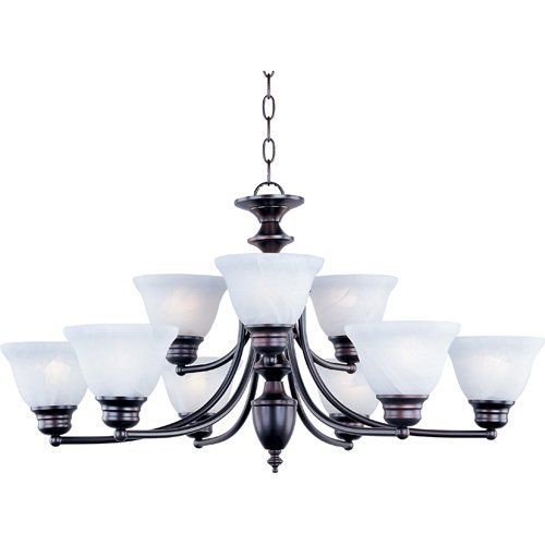 31 1/2" 9-Light Chandelier in Oil Rubbed Bronze with Marble Glass