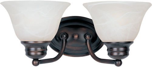 13 1/4" 2-Light Bath Vanity in Oil Rubbed Bronze with Marble Glass