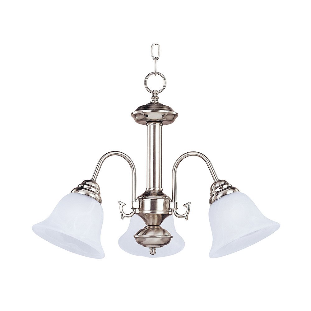20" 3-Light Chandelier in Satin Nickel with Marble Glass