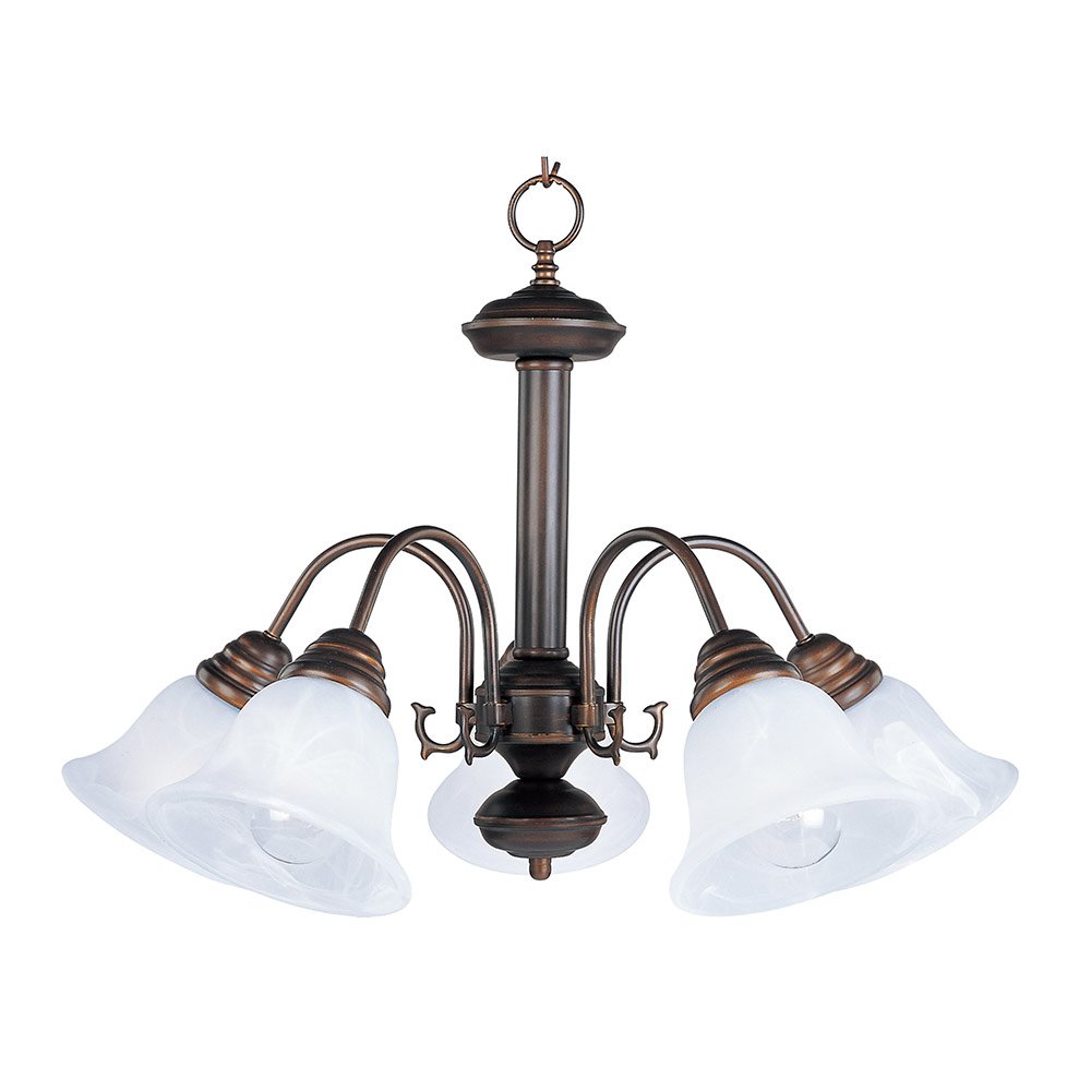 24" 5-Light Chandelier in Oil Rubbed Bronze with Marble Glass