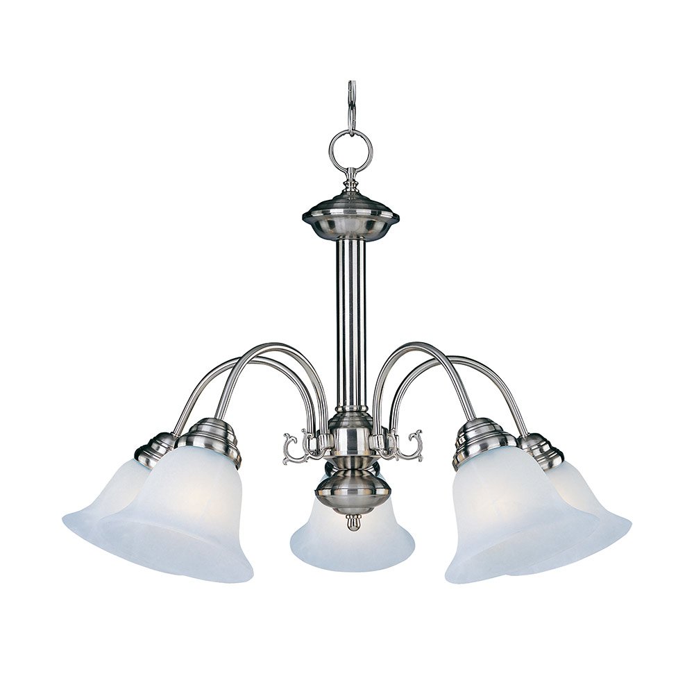 24" 5-Light Chandelier in Satin Nickel with Marble Glass