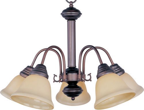 24" 5-Light Chandelier in Oil Rubbed Bronze with Wilshire Glass