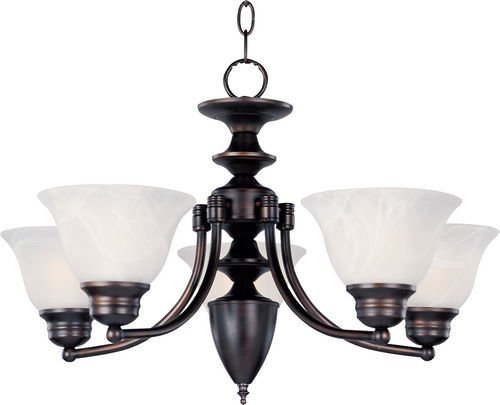 25" 5-Light Chandelier in Oil Rubbed Bronze with Marble Glass