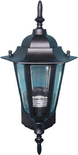 8" 1-Light Outdoor Wall Mount in Black with Clear Glass
