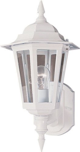 8" 1-Light Outdoor Wall Mount in White with Clear Glass