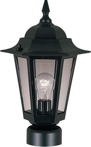8" 1-Light Outdoor Pole/Post Lantern in Black with Clear Glass