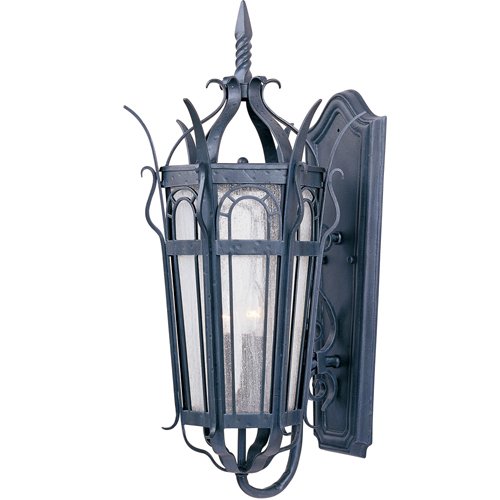 13" 3-Light Outdoor Wall Lantern in Country Forge with Seedy Glass