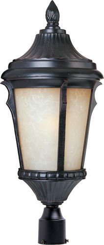 9" Cast 1-Light Outdoor Pole/Post Lantern in Espresso with Latte Glass