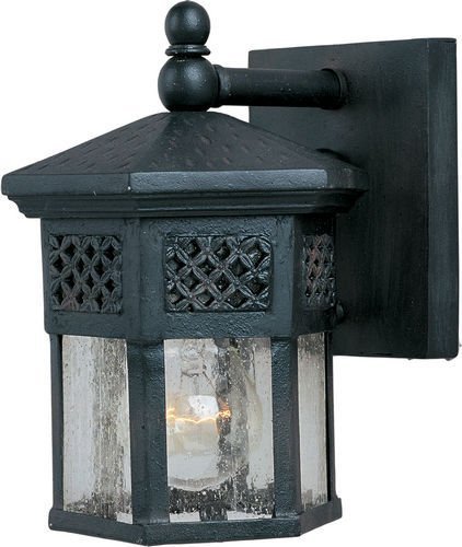 7" 1-Light Outdoor Wall Lantern in Country Forge with Seedy Glass