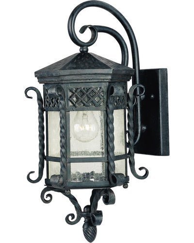 9 1/2" 1-Light Outdoor Wall Lantern in Country Forge with Seedy Glass