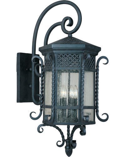 17" 5-Light Outdoor Wall Lantern in Country Forge with Seedy Glass