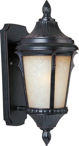 7" Cast 1-Light Outdoor Wall Lantern in Espresso with Latte Glass