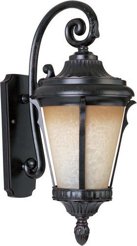 11 1/2" Cast 1-Light Outdoor Wall Lantern in Espresso with Latte Glass