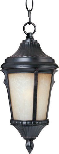 9" Cast 1-Light Outdoor Hanging Lantern in Espresso with Latte Glass