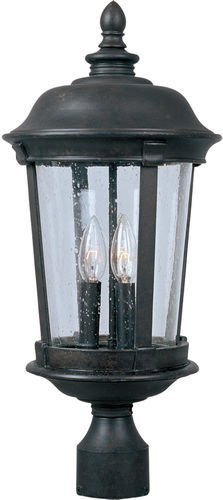 10" 3-Light Outdoor Pole/Post Lantern in Bronze with Seedy Glass