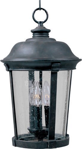 10" 3-Light Outdoor Hanging Lantern in Bronze with Seedy Glass