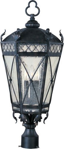 12" 3-Light Outdoor Pole/Post Lantern in Artesian Bronze with Seedy Glass