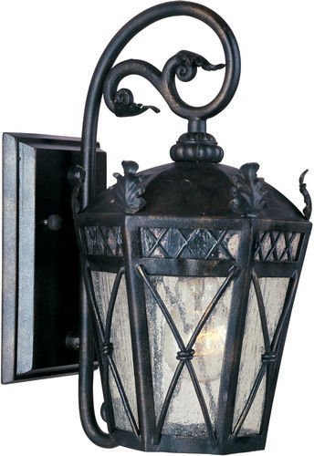 8" 1-Light Outdoor Wall Lantern in Artesian Bronze with Seedy Glass