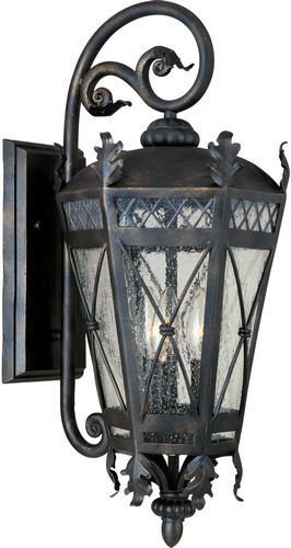 9 1/2" 3-Light Outdoor Wall Lantern in Artesian Bronze with Seedy Glass