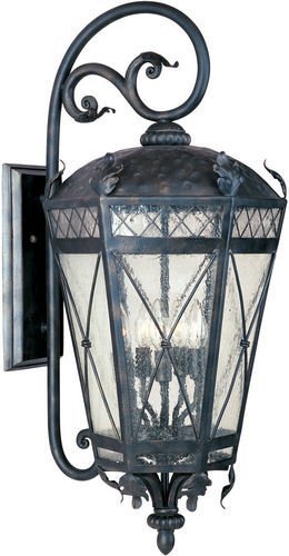 12" 3-Light Outdoor Wall Lantern in Artesian Bronze with Seedy Glass
