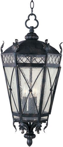 12" 3-Light Outdoor Hanging Lantern in Artesian Bronze with Seedy Glass