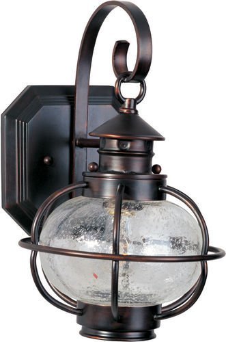 8" 1-Light Outdoor Wall Lantern in Oil Rubbed Bronze with Seedy Glass