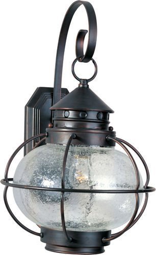 12" 1-Light Outdoor Wall Lantern in Oil Rubbed Bronze with Seedy Glass