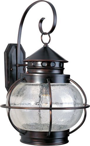 14" 1-Light Outdoor Wall Lantern in Oil Rubbed Bronze with Seedy Glass