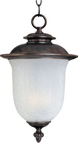 10" 2-Light Outdoor Hanging Lantern in Chocolate with Frost Crackle Glass