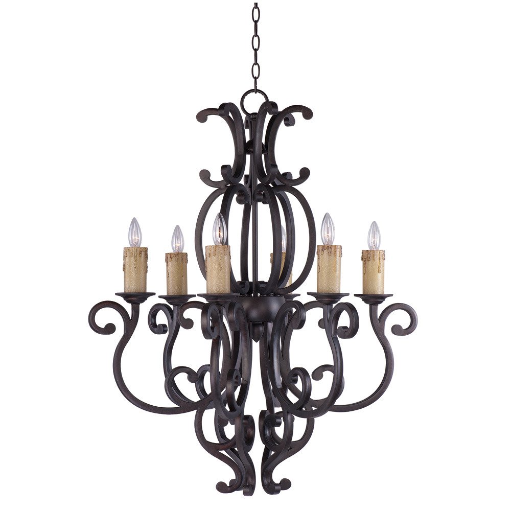 30 1/2" 6-Light Chandelier in Colonial Umber