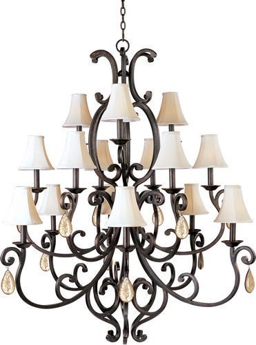 50 1/2" 15-Light Chandelier in Colonial Umber with Crystal & Shades
