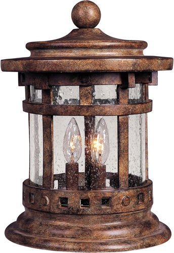 10 1/2" Cast 3-Light Outdoor Deck Lantern in Sienna with Seedy Glass