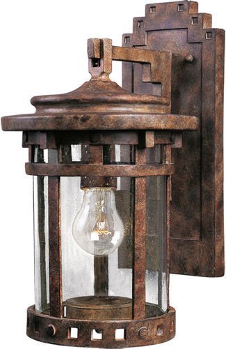 7" Cast 1-Light Outdoor Wall Lantern in Sienna with Seedy Glass