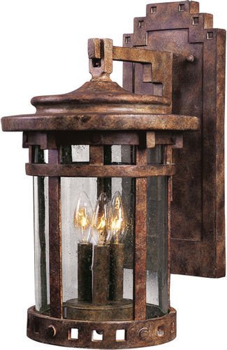 11" Cast 3-Light Outdoor Wall Lantern in Sienna with Seedy Glass