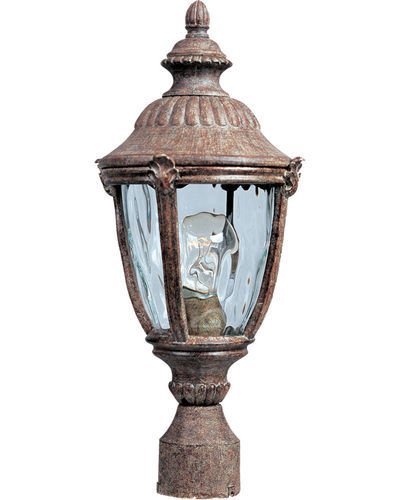 8 1/2" Cast 1-Light Outdoor Pole/Post Lantern in Earth Tone with Water Glass