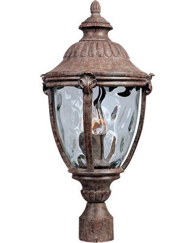10 1/2" Cast 3-Light Outdoor Pole/Post Lantern in Earth Tone with Water Glass