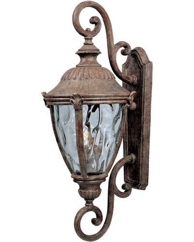 10 1/2" Cast 3-Light Outdoor Wall Lantern in Earth Tone with Water Glass