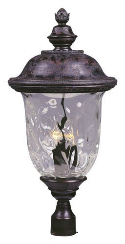 14" 3-LT Outdoor Pole/Post Lantern in Oriental Bronze with Water Glass