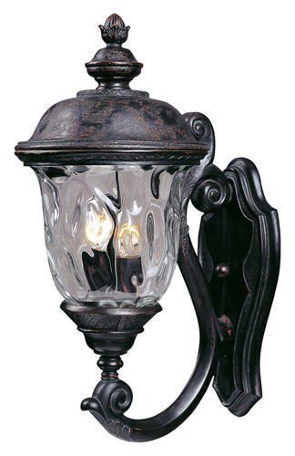 9" 2-Light Outdoor Wall Lantern in Oriental Bronze with Water Glass