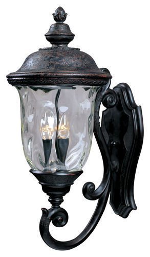 12 1/2" 3-Light Outdoor Wall Lantern in Oriental Bronze with Water Glass