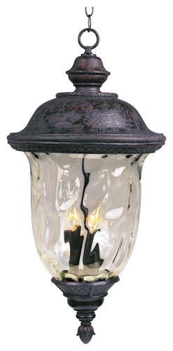 14" 3-Light Outdoor Hanging Lantern in Oriental Bronze with Water Glass