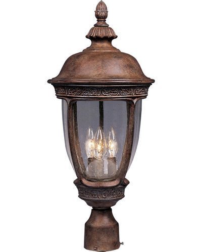 10" Cast 3-Light Outdoor Pole/Post Lantern in Sienna with Seedy Glass