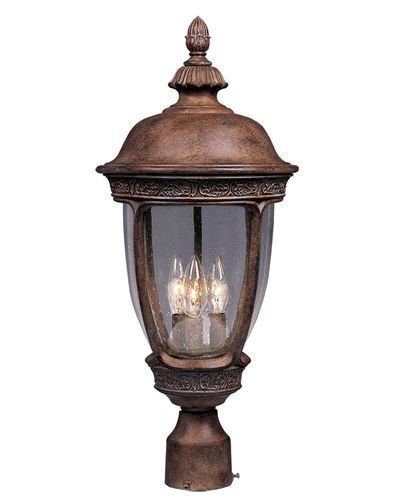 13" Cast 3-Light Outdoor Pole/Post Lantern in Sienna with Seedy Glass