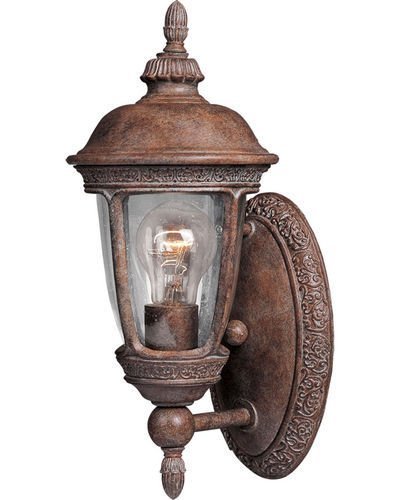 6" Cast 1-Light Outdoor Wall Lantern in Sienna with Seedy Glass