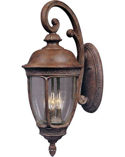8" Cast 3-Light Outdoor Wall Lantern in Sienna with Seedy Glass