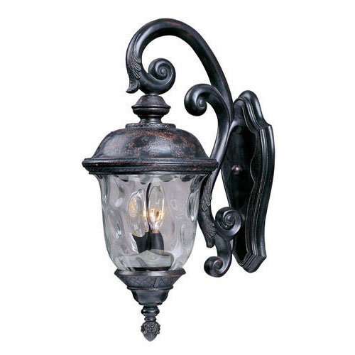 12 1/2" 3-Light Outdoor Wall Lantern in Oriental Bronze with Water Glass