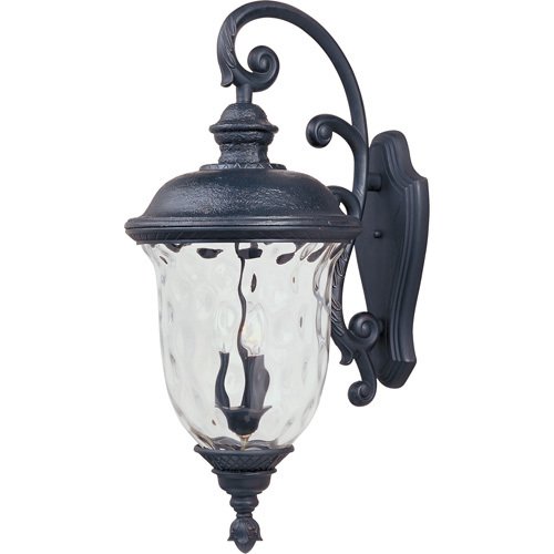 14" 3-Light Outdoor Wall Lantern in Oriental Bronze with Water Glass
