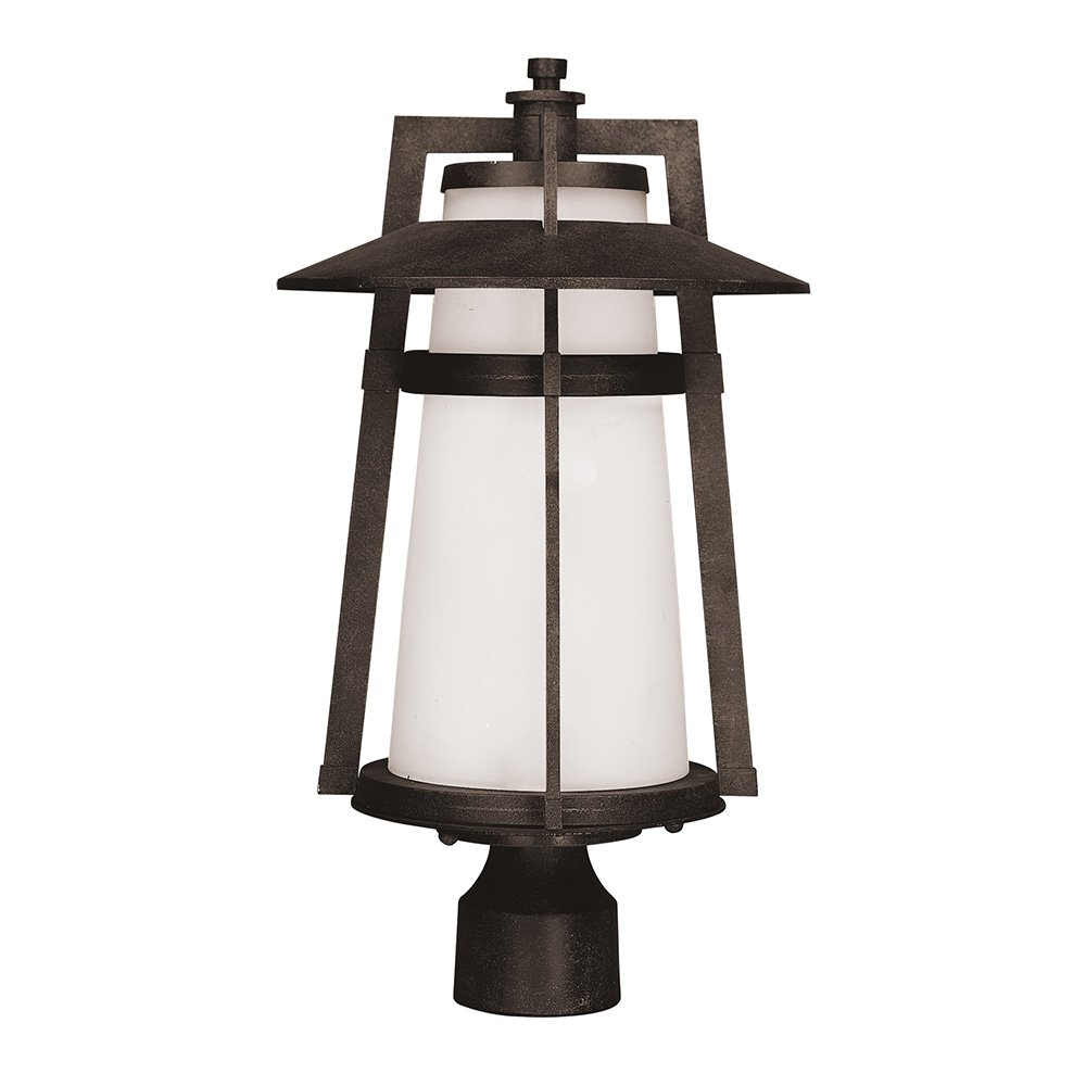 Outdoor Pole/Post Lantern in Adobe with Satin White Glass